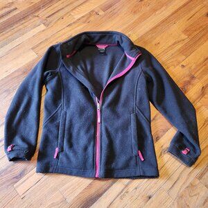 The North Face Girls L/G 14/16 Black Fleece Jacket Pink Accents Full Zip